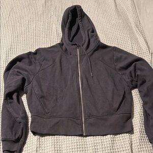 Black Zip-Up Crop Hoodie for Women